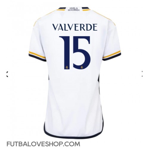 Dres Real Madrid Federico Valverde #15 Domáci pre Ženy 2023-24 Krátky Rukáv